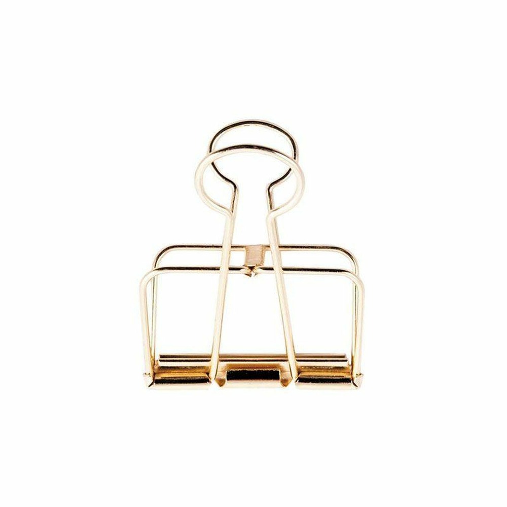 12 pinces double-clip dorées 19 mm