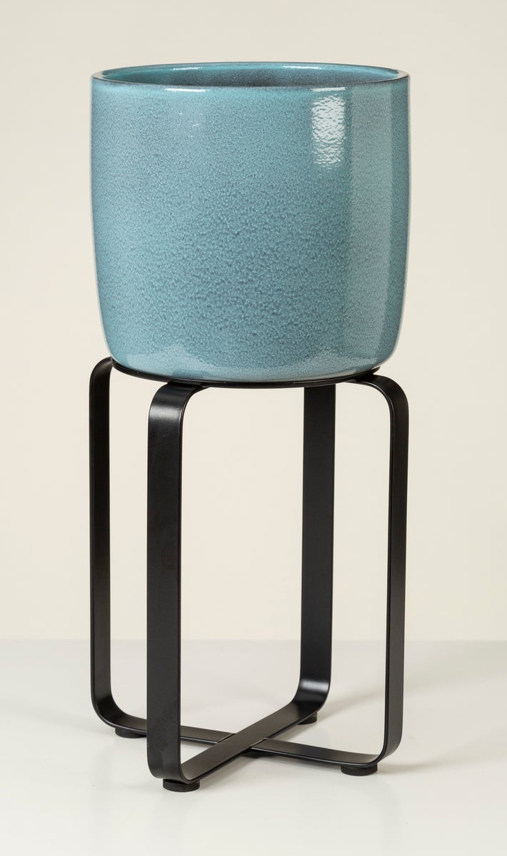 Scheurich Avignon 27, plantenstandaard/bloemenstandaard/bloempotstandaard/sokkel van metaal, kleur: Satin Black, 23,2 cm diameter, 27,3 cm hoog, 14,9 l inhoud.