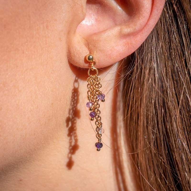 Boucles d'oreilles Bianca en pierres Améthyste