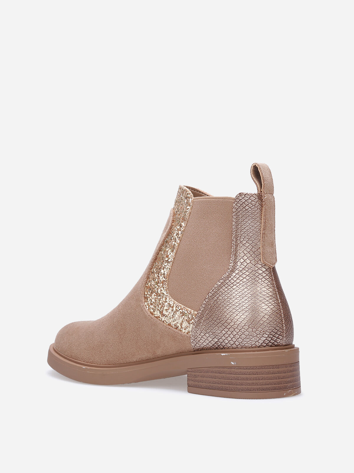 Chelsea multi-matières à paillettes- Taupe