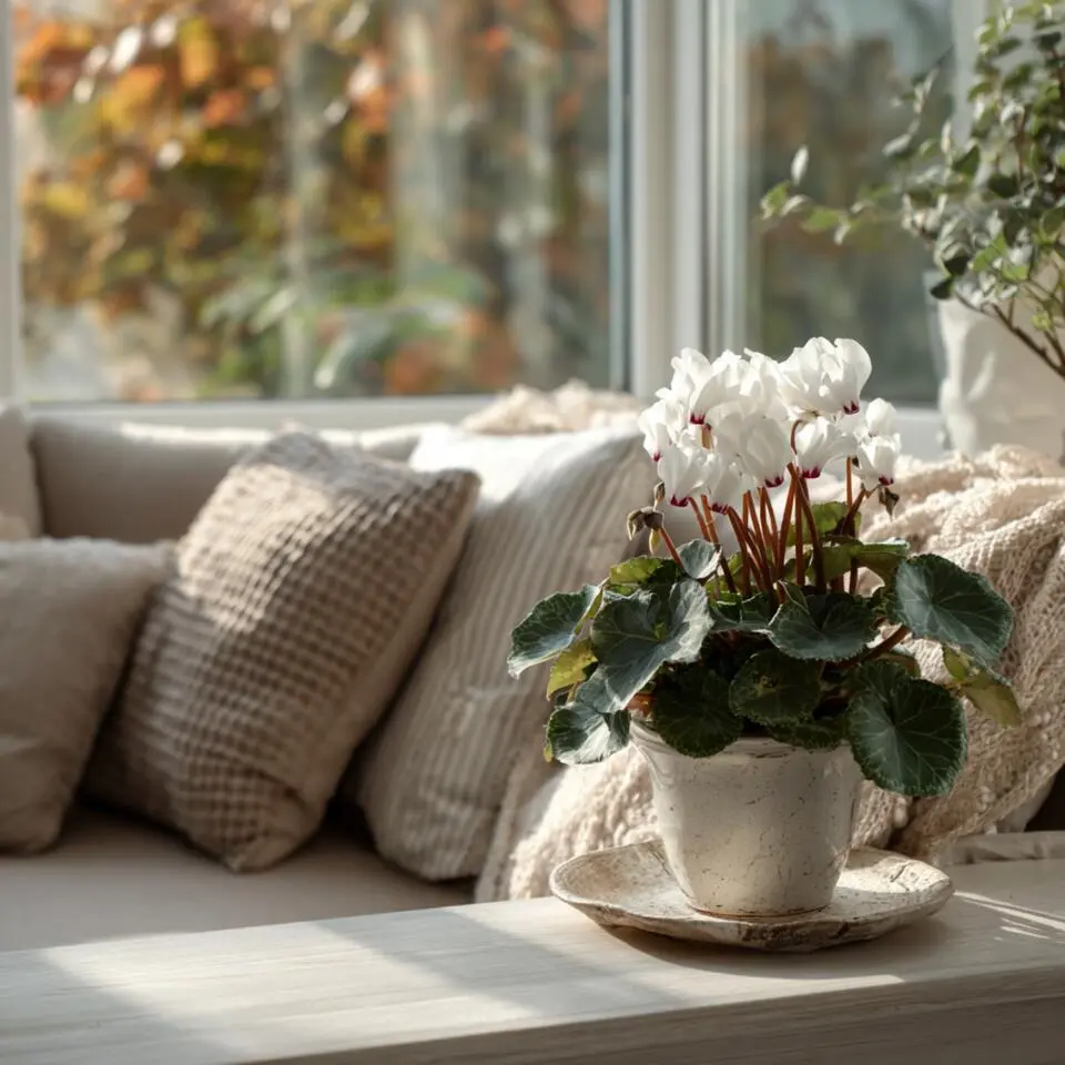 Perzisch cyclaam - Set van 3 - Cyclamen 'Metis White' - Hoogte 10-20cm - ⌀9cm