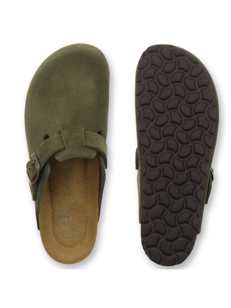 Clogs Damen Leder moos