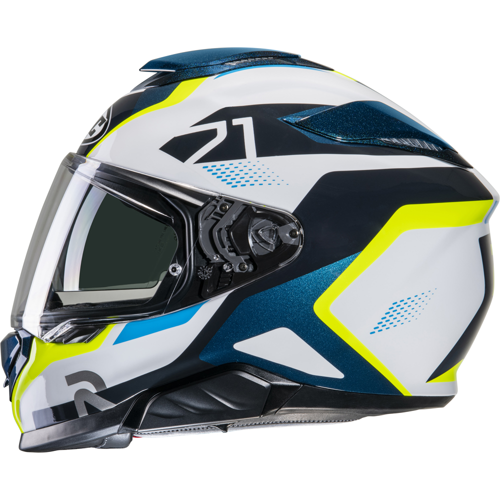 HJC - Casque RPHA 71 Hapel MC3H / Blanc / Bleu / Jaune fluo