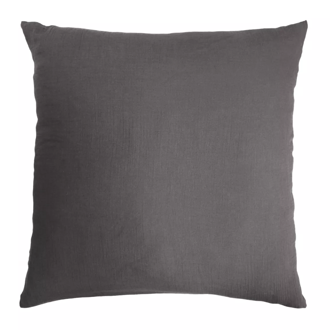 Taie d'oreiller carrée gaze de coton (60 x 60 cm) Gaïa Gris granit