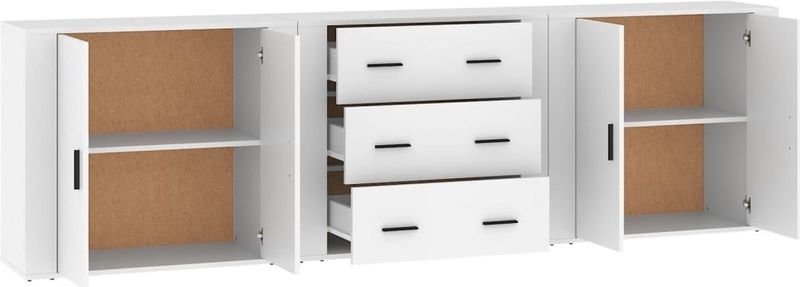 vidaXL - Dressoirs - Bewerkt Hout - Wit - Set van 3