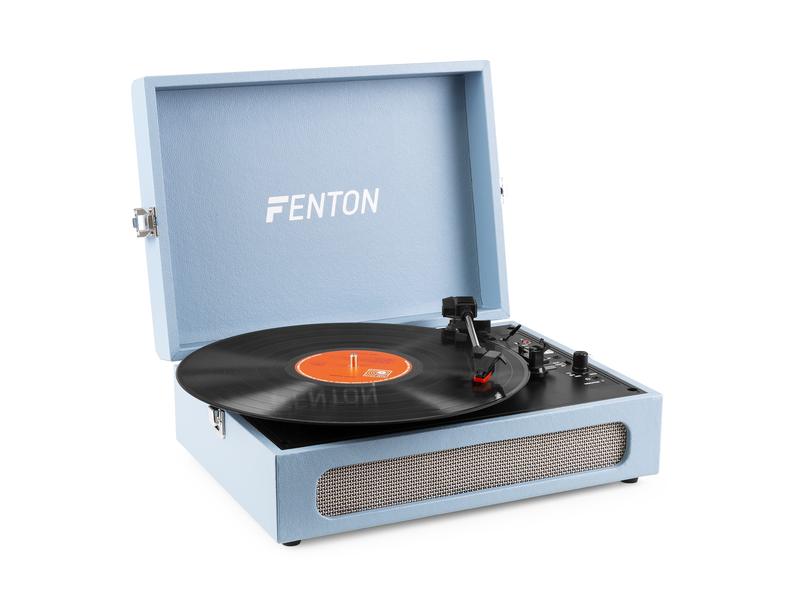 Fenton Plattenspieler mit Bluetooth RP118E Blau Hochwertiger Plattenspieler im Kofferdesign