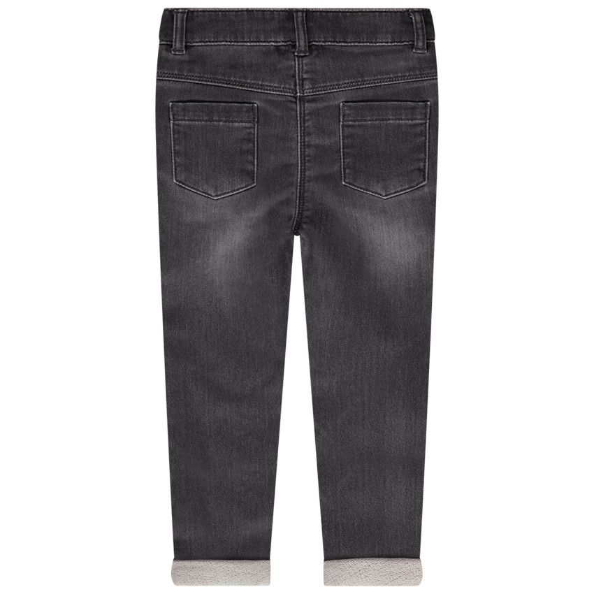 Jean slim broderie coeurs pour bébé fille - Gris chiné