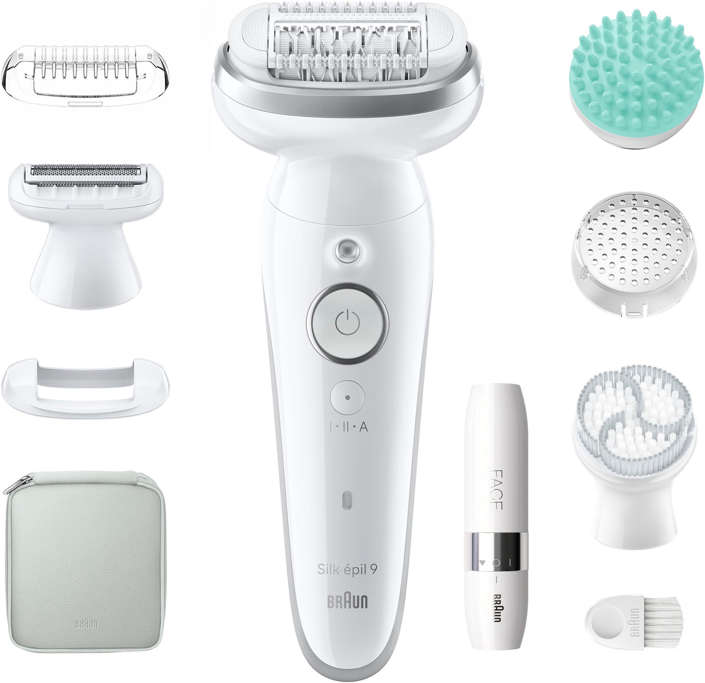 Braun Epilierer »Silk-épil SkinSpa 9 9-381« Ganzkörper Beautyset mit Mini Rasierer für das Gesicht