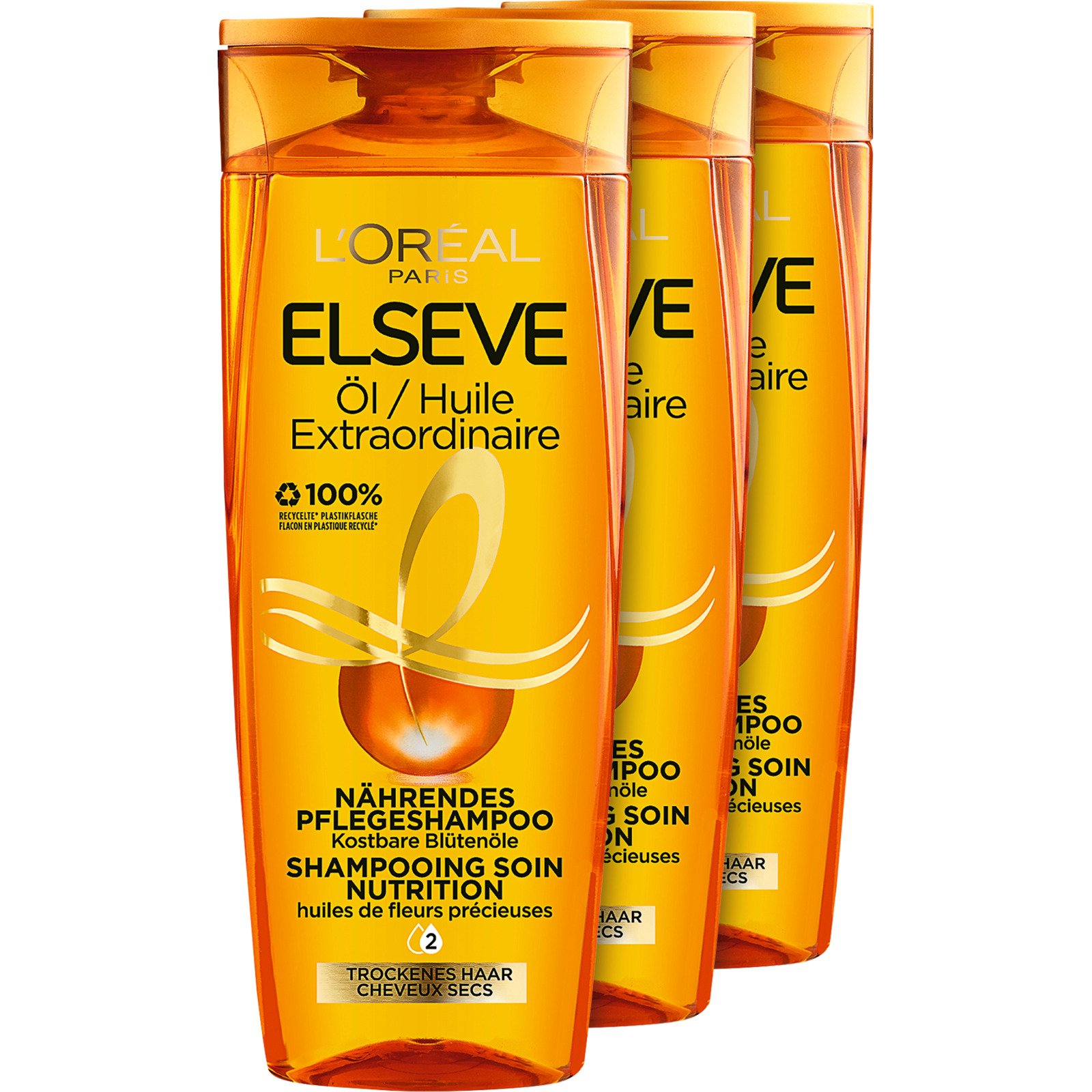 L’Oréal Elsève Nährendes Pflegeshampoo Öl Extraordinaire 3 x 250 ml