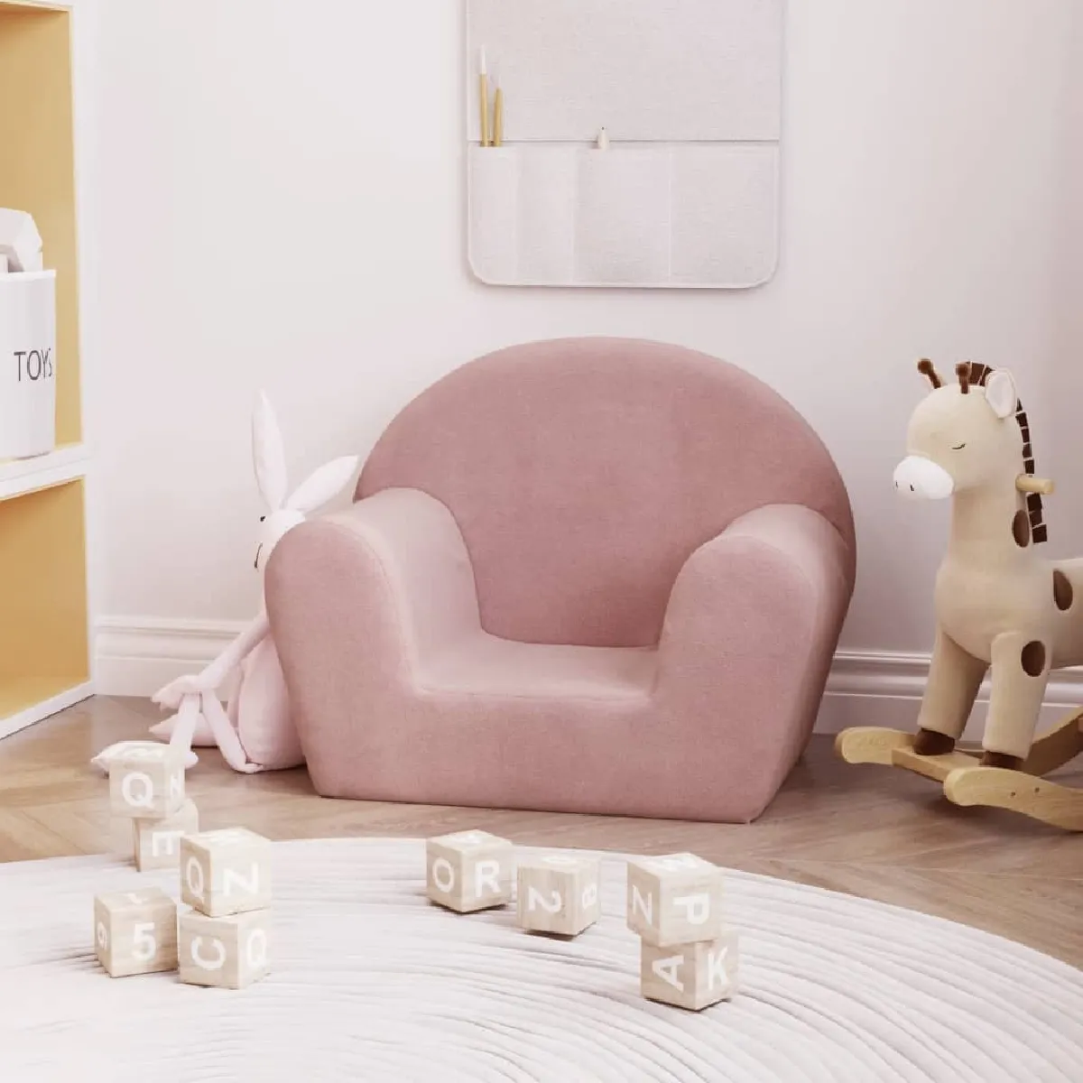 vidaXL Canapé pour enfants rose - Peluche douce