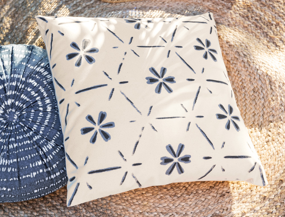 Coussin imprimé fleurs-Amorgos