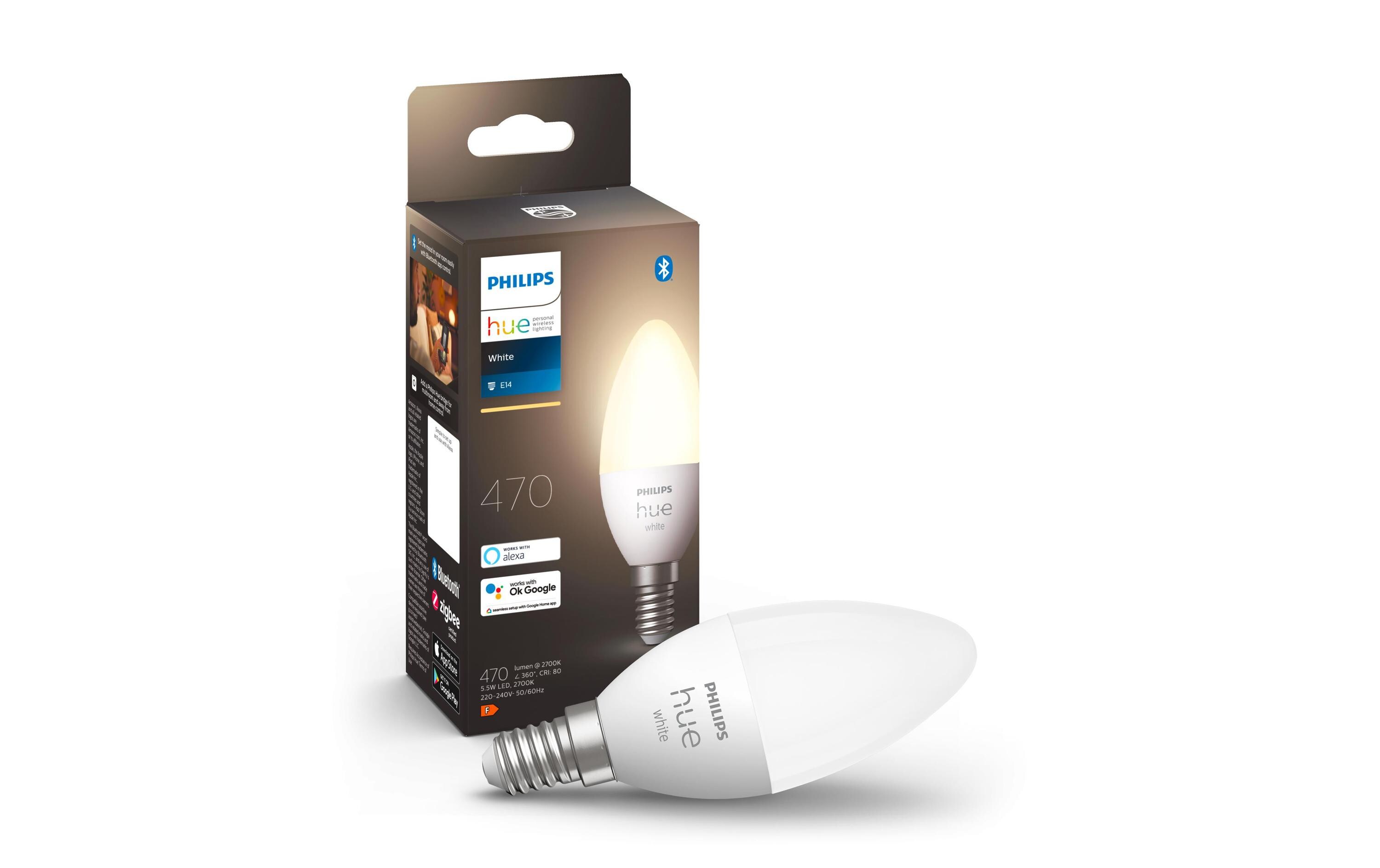 Leuchtmittel White E14 Kerze Einzelpack 470 lmPer Bluetooth steuerbares Hue E14-Leuchtmittel