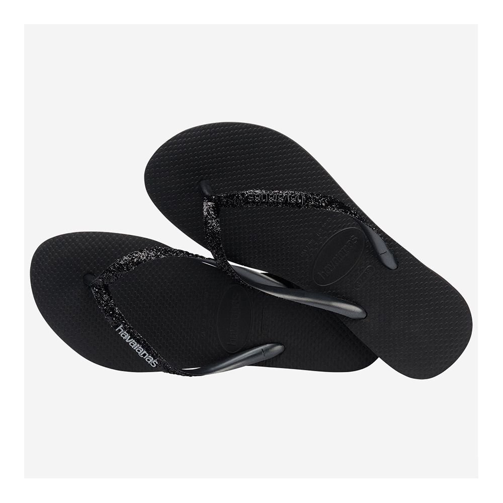 Havaianas SLIM GLITTER II - Tongs Femme black/dark grey