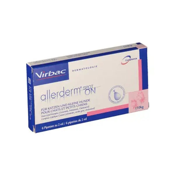 Virbac Allerderm Spot On para Gatos e Cães de Pequeno Porte - 6 Pipetas