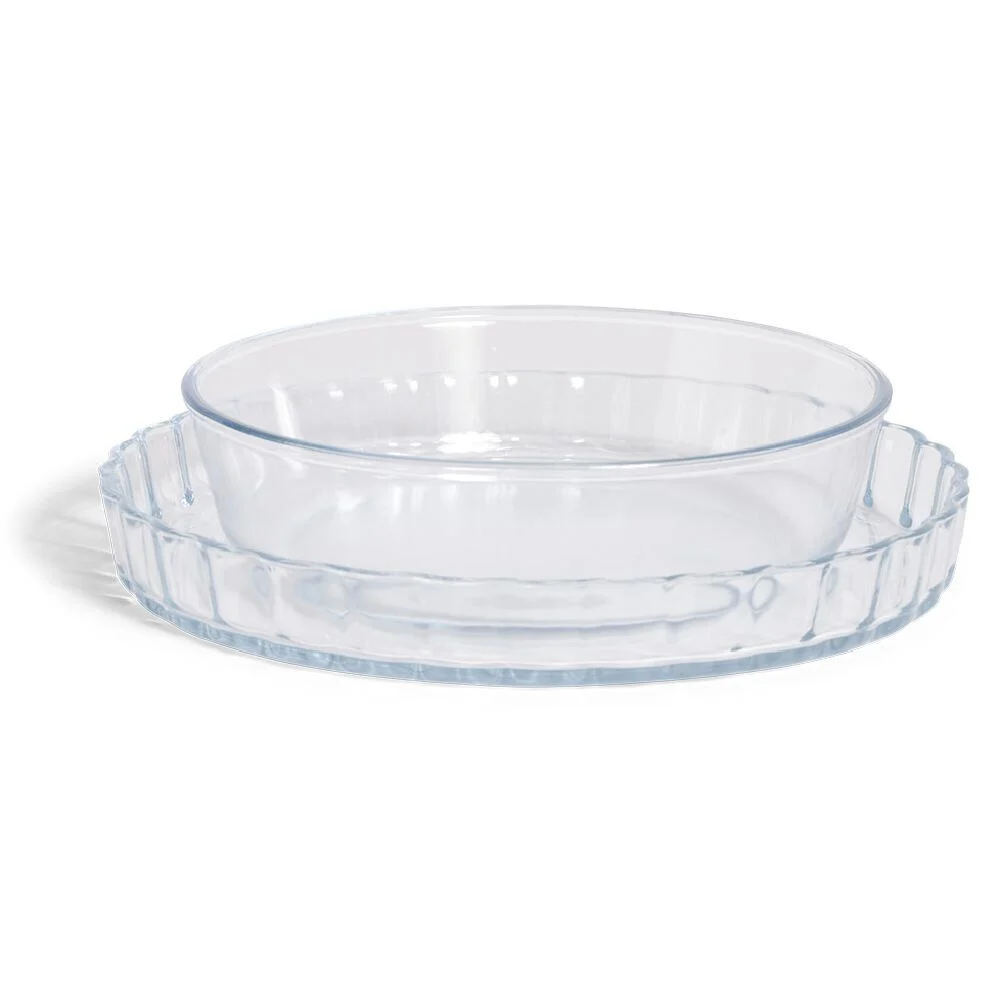 Plat en verre borosilicate x2 - Ø22,6cm et Ø27cm