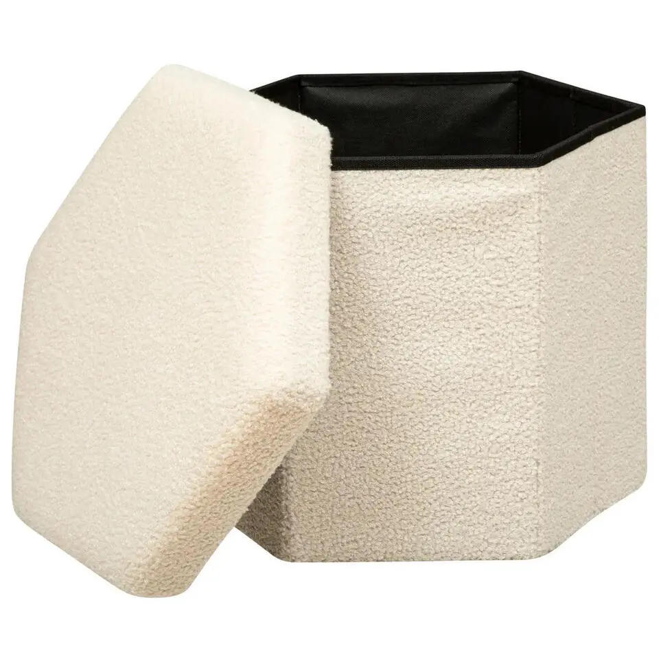 Atmosphera Storage Poef Jako - Opvouwbaar - ivoor wit - H38 cm