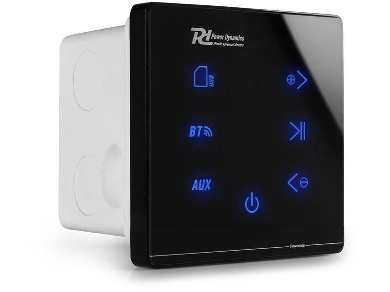 Power Dynamics Verstärker Pro Powerline A100B 4x 20W, Schwa Einbau-Audio System mit Bluetooth und MP3-Player (USB und SD-Karte), für 4 Lautsprecher