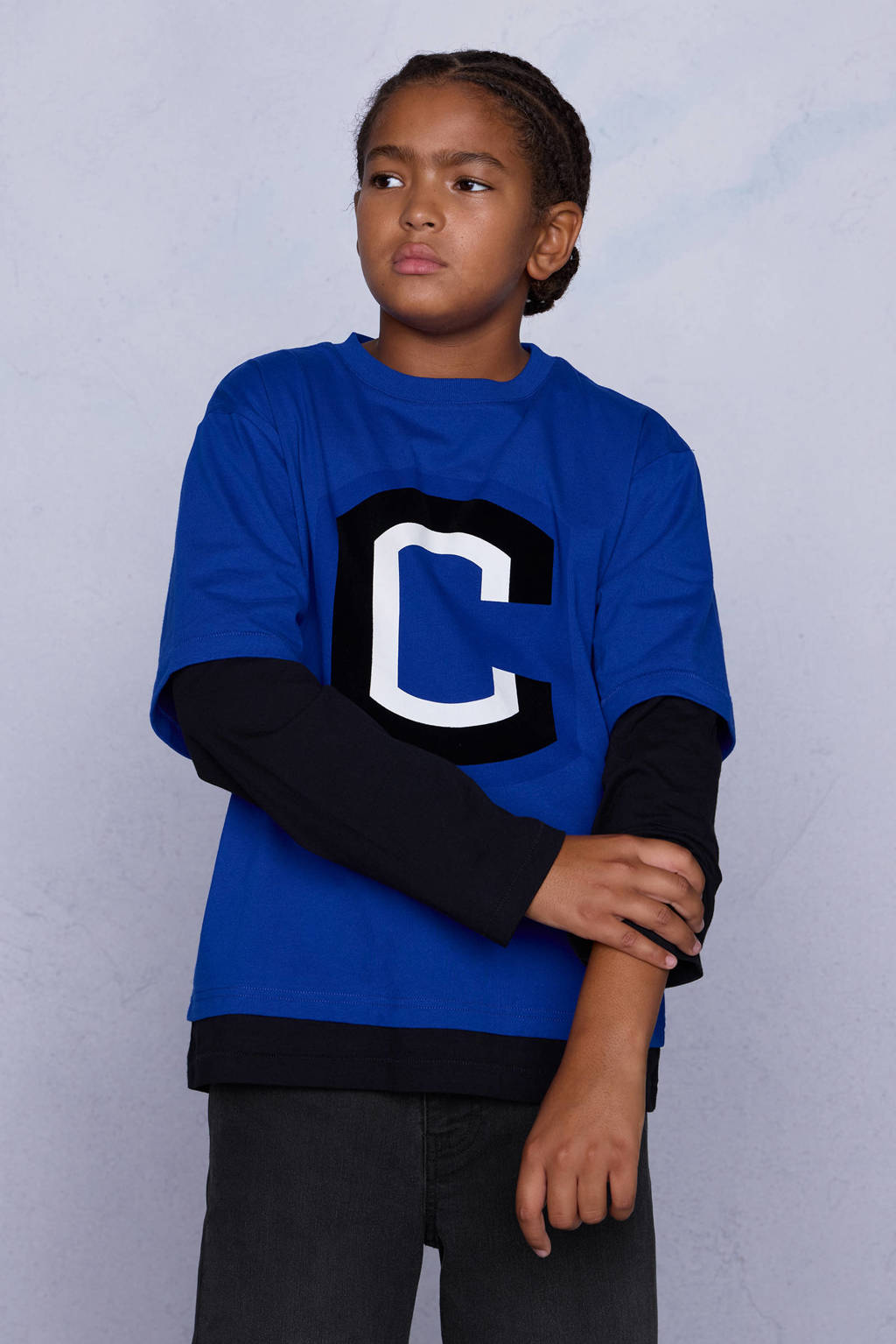 Coolcat Unisex Longsleeve T-shirt Bowie met Gelaagde Mouwen