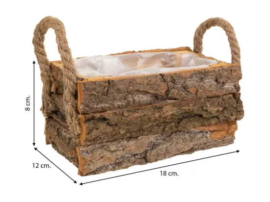 Panier en bois avec poignées marron 18x12x8h