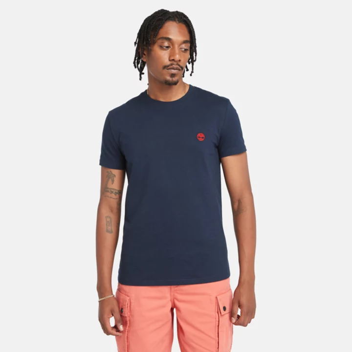 Camiseta masculina Dunstan River Slim-Fit na cor azul marinho.
