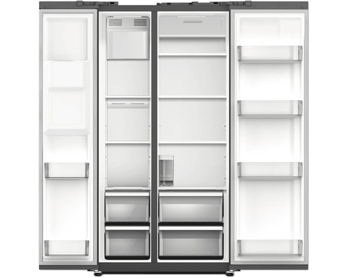 Wolkenstein WSBS556NFICMEIX side-by-side koelkast, afmetingen (B x H x D): 91,1 x 178 x 76,6 cm, koelgedeelte: 372 l, vriesgedeelte: 184 l, zilver