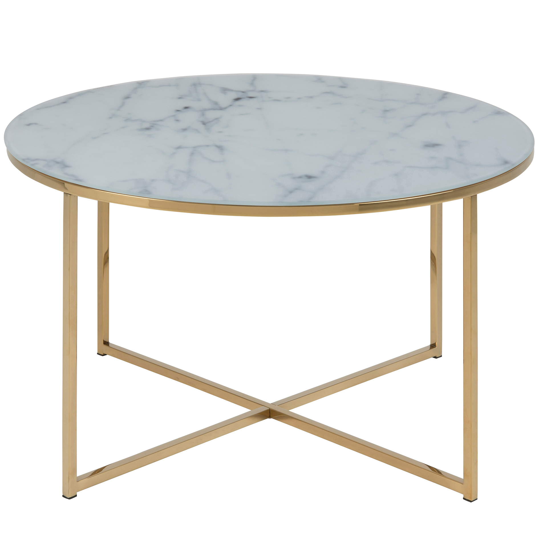 Couchtisch ALISMA - weiß-goldfarben - Marmoroptik - Ø 80 cm