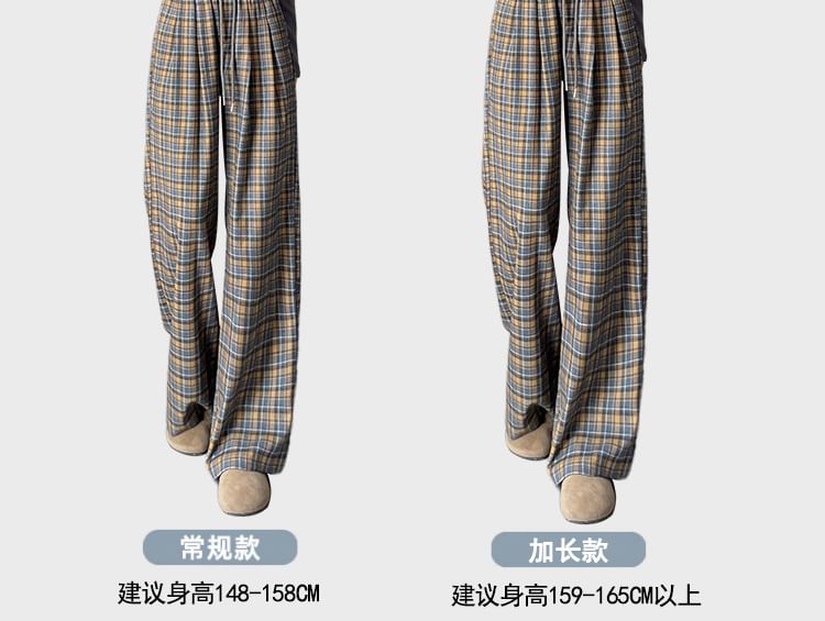 Jaqmine - Geruite broek met hoge taille en wijde pijpen