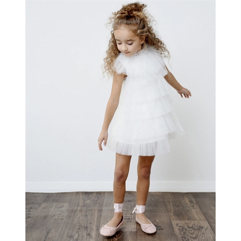 Pearl Tutully Tiered Tulle Tuttu Kjole White