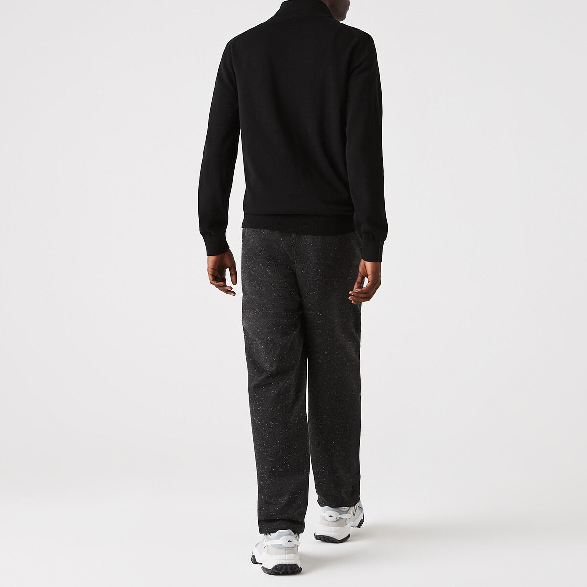 Suéter LACOSTE com gola alta e zíper, em algodão.