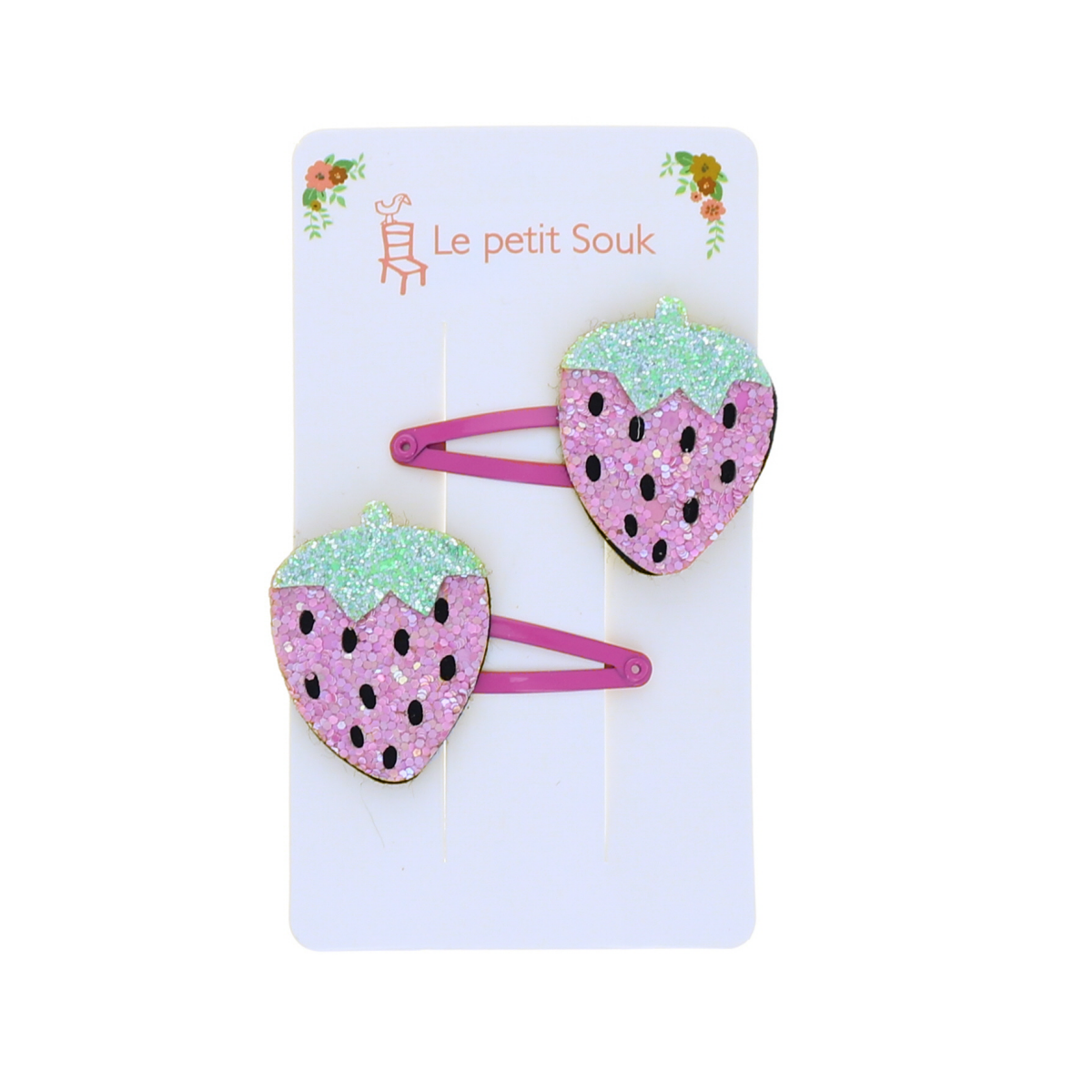 Lot de 2 barrettes fraise pailletées Le petit Souk