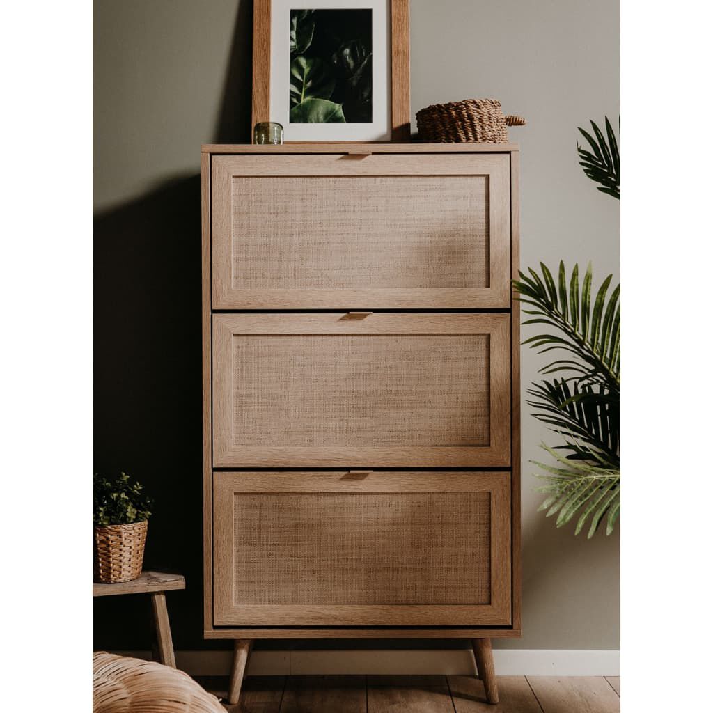 Finori Bali 49A schoenenkast, Sonoma eiken en rietprint