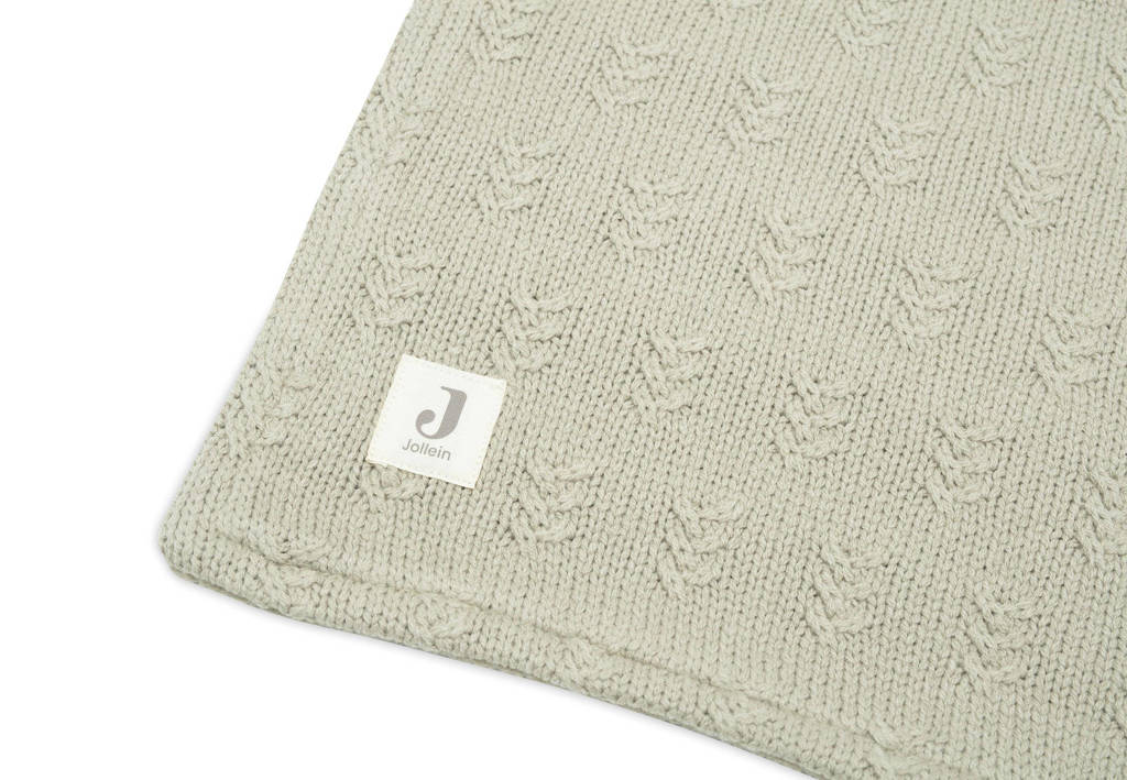 baby wiegdeken 75x100cm Grain Knit - Olive Green/Velour