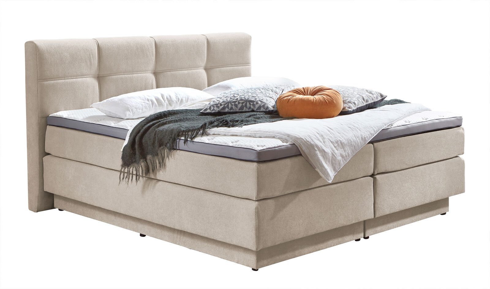 Boxspringbett Portage, Stoff anthrazit, 160 x 200 cm