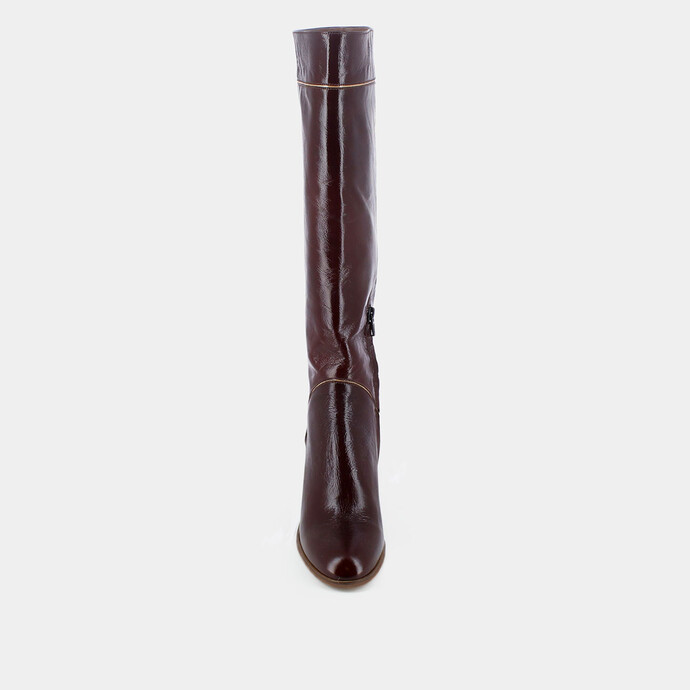 Bottes à talon haut  en cuir vieilli marron