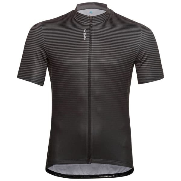 Maillot vélo ODLO ESSENTIAL PRINT STAND-UP COLLAR S/S FZ ODLO GRAPHITE GREY/BLACK
