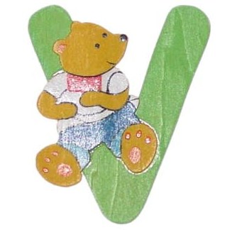 Holzbuchstabe V Bär-Design
