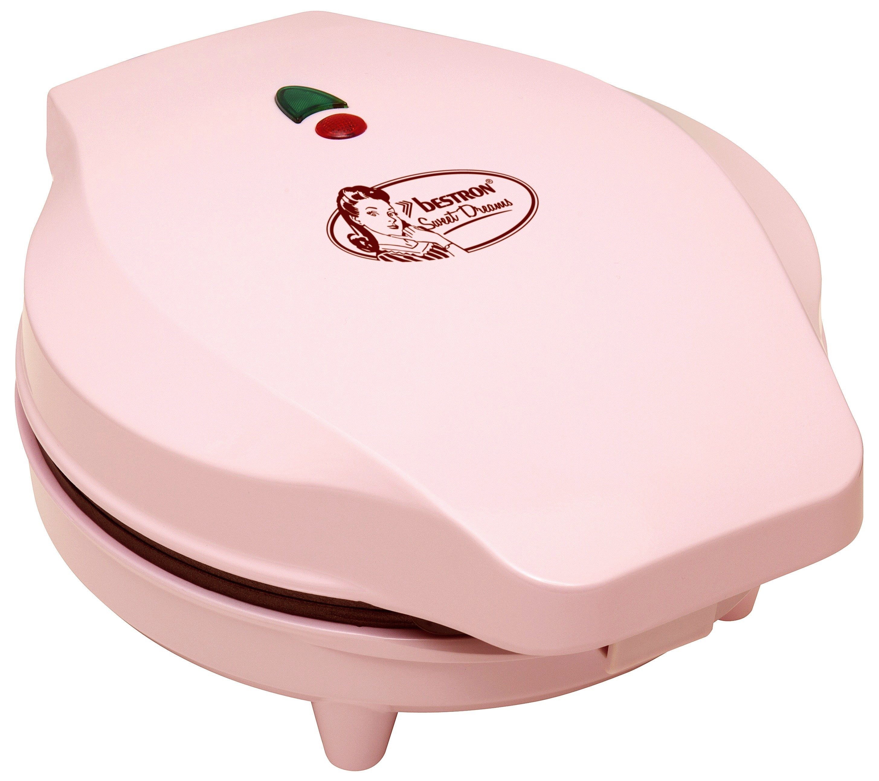 Bestron ''Gaufrier petits coeurs 700W  en rose clair''