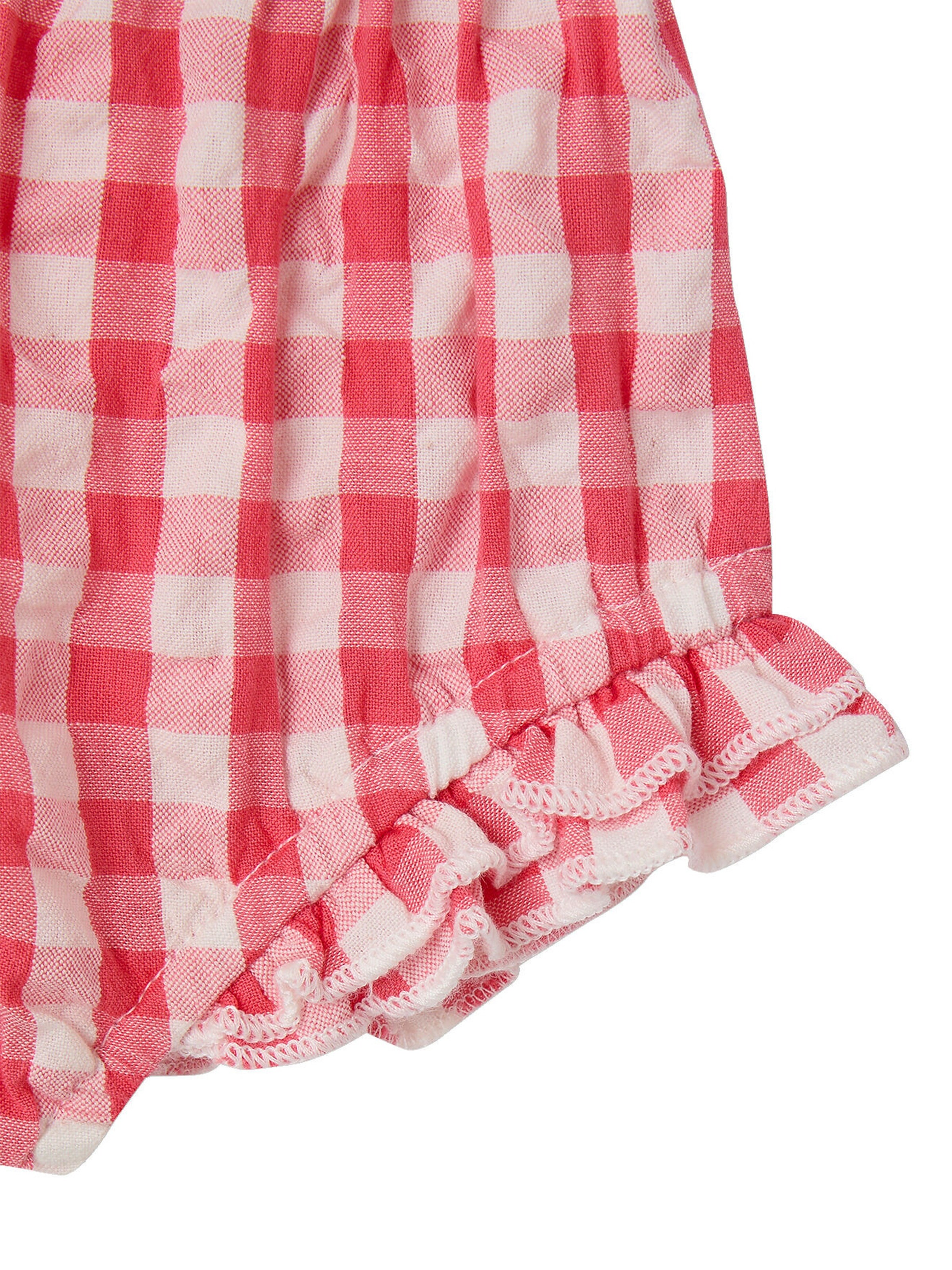 Vertbaudet Baby-Set mit Vichykaro: Kleid & Slip himbeer