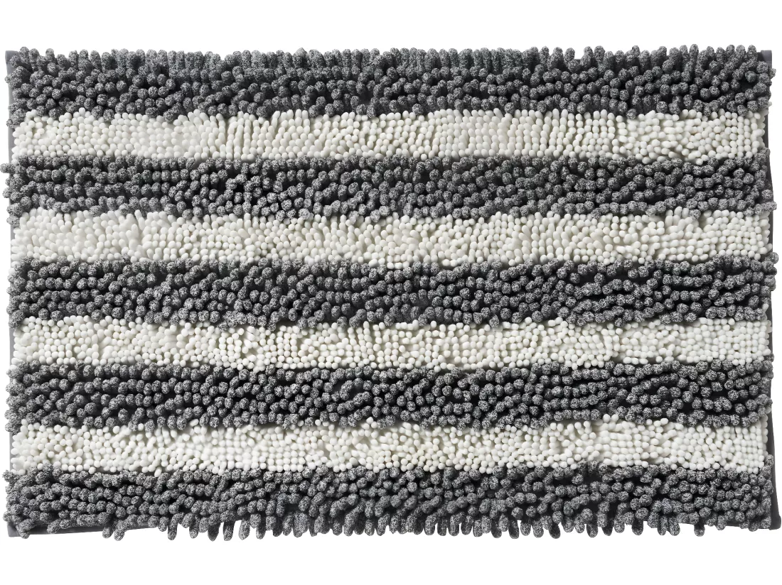 Tapis de bain déco à rayures en polyester 50x80cm