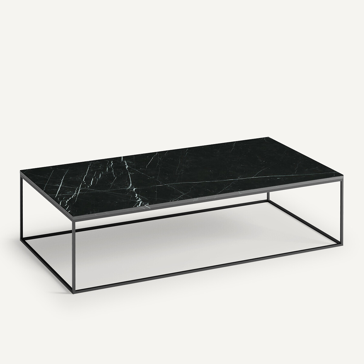 AM.PM<br>Mesa de centro retangular. Aço preto e mármore Mahaut