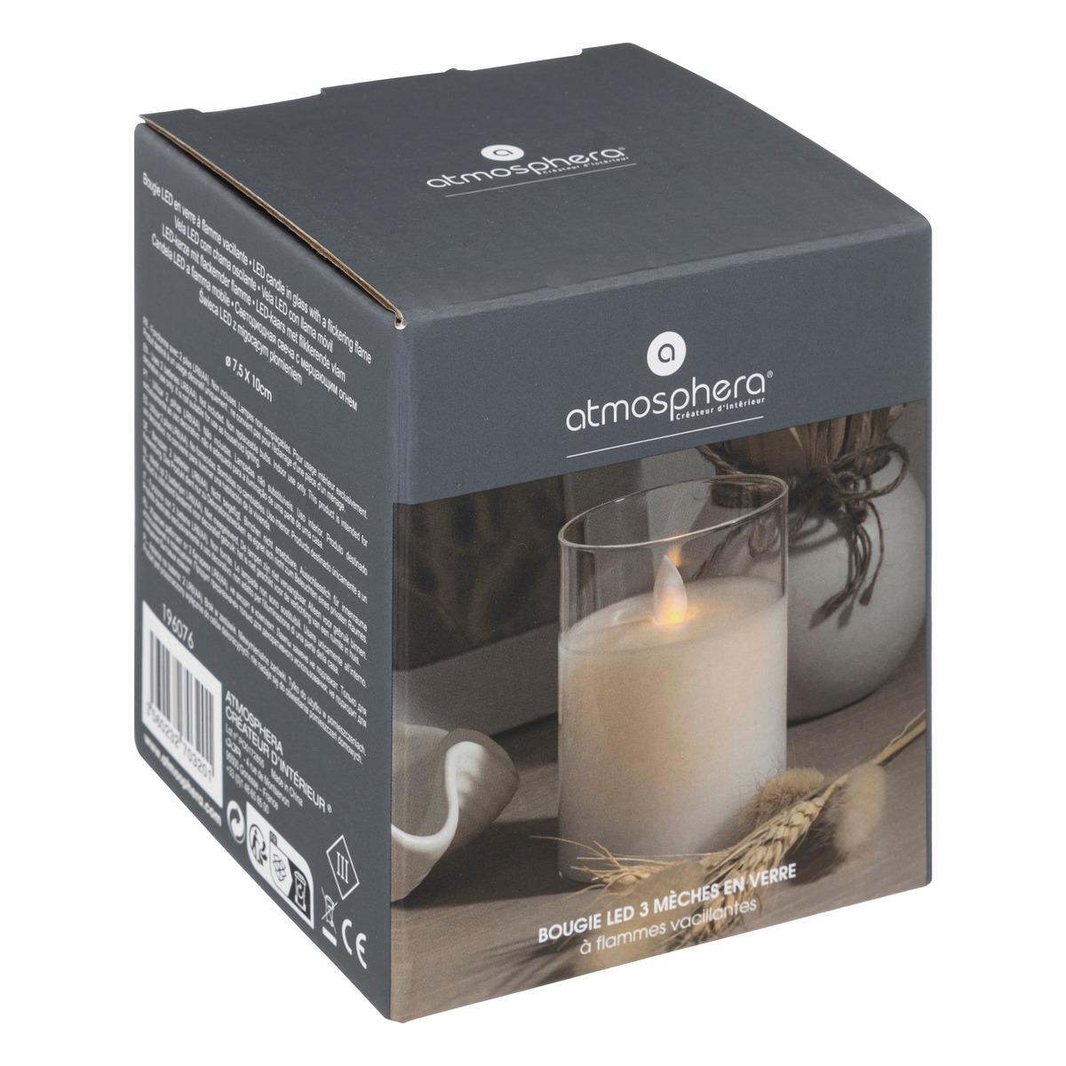 BOUGIE LED VERRE SENA D.7.5X10CM