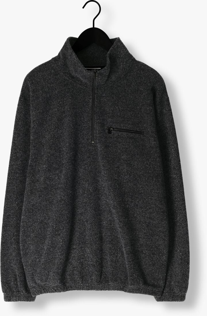donkergrijze forét trui elm half zip sweatshirt