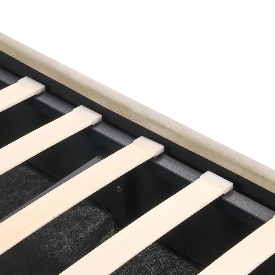ROCHEFORT - Tweepersoonsbed - Beige - 140 x 200 cm - Fluweel