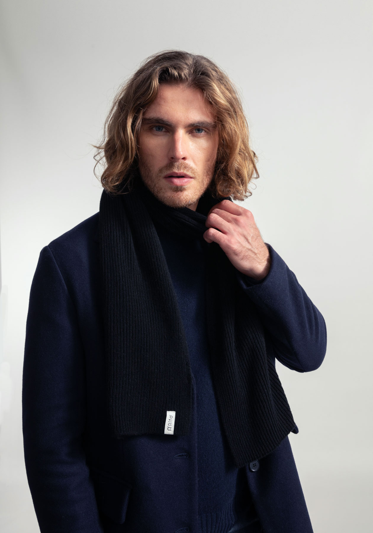 Rifo Kaschmirschal Federico Black Ardesia