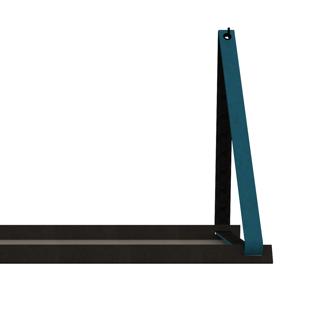 Stalen wandplank 98x20cm - incl. leren plankdragers Stalen wandplank met leren plankdragers - Petrol
