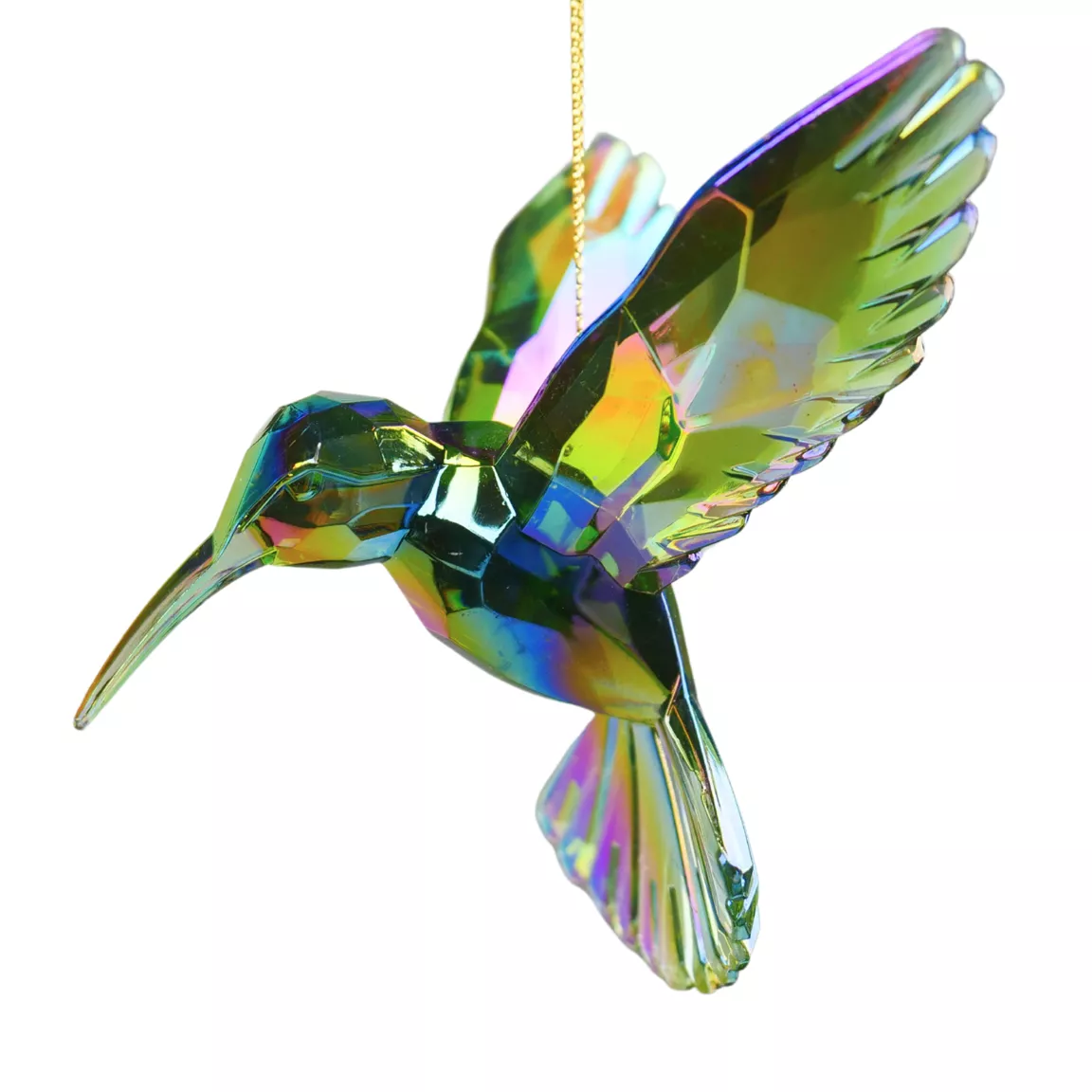Suspension de Noël (H7 cm) Oiseau Colibri glacé Bleu