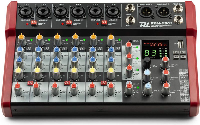 Power Dynamics PDM-Y801 mixer - 8 kanaals mengpaneel met Bluetooth
