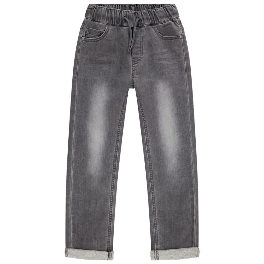 Jean effet délavé à taille élastiquée pour enfant garçon - Gris chiné