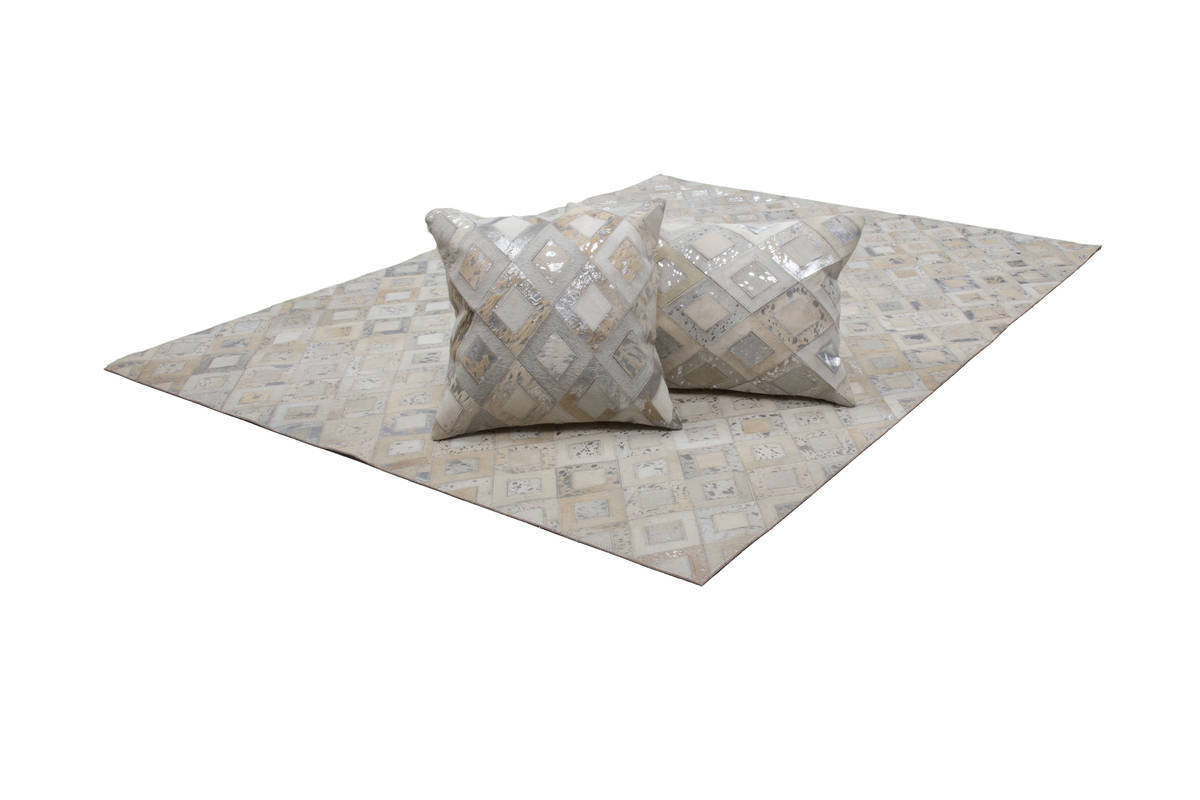 Lederteppich - grau-silber - 120x170 cm