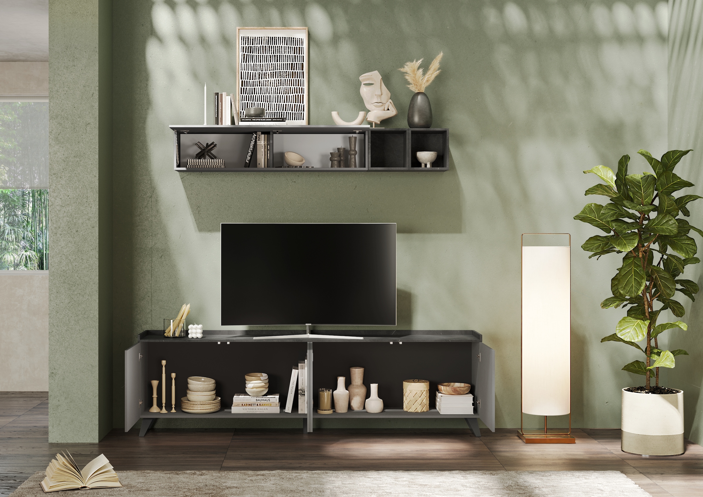 INOSIGN Lowboard »Tray, Breite 241, TV-Bank mit 4 Türen« Top 